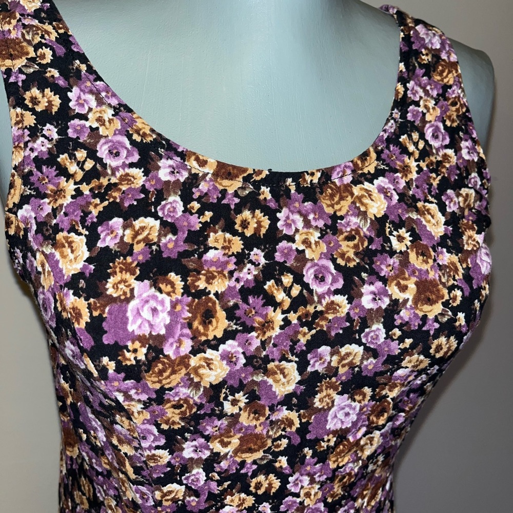 Vintage All That Jazz ankle Dress Women Black Floral Sleeveless Scoop Ne… - Picture 8 of 9
